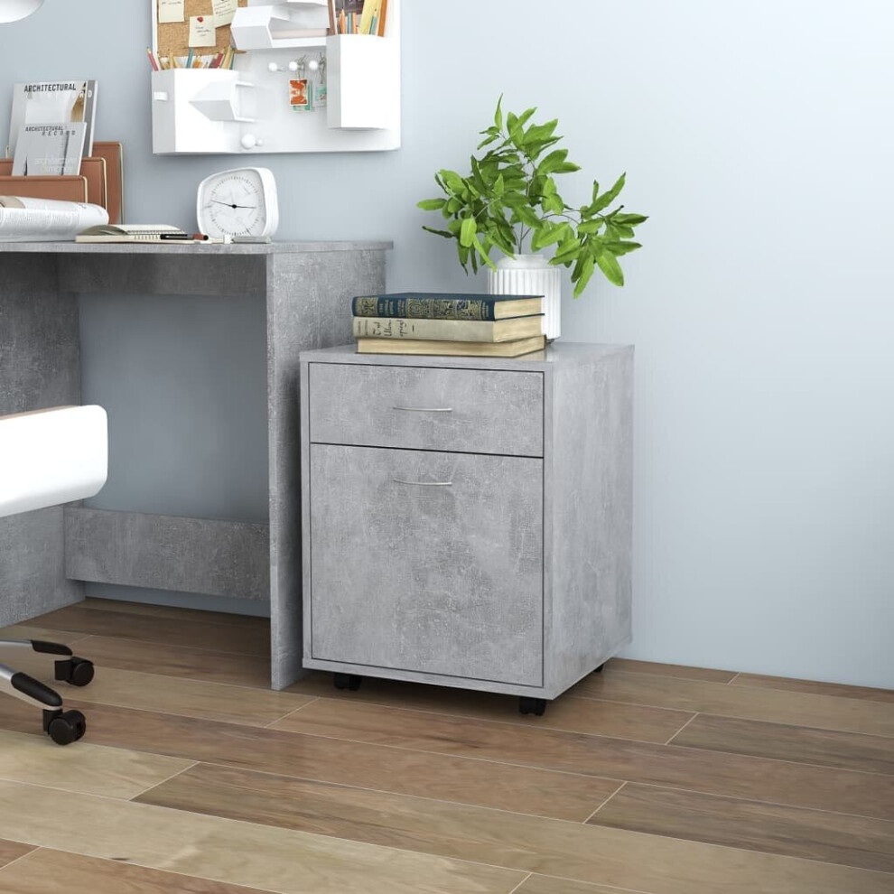 Vidaxl Rolling Cabinet Concrete Grey Engineered Wood Drawer Rolling Cabinet