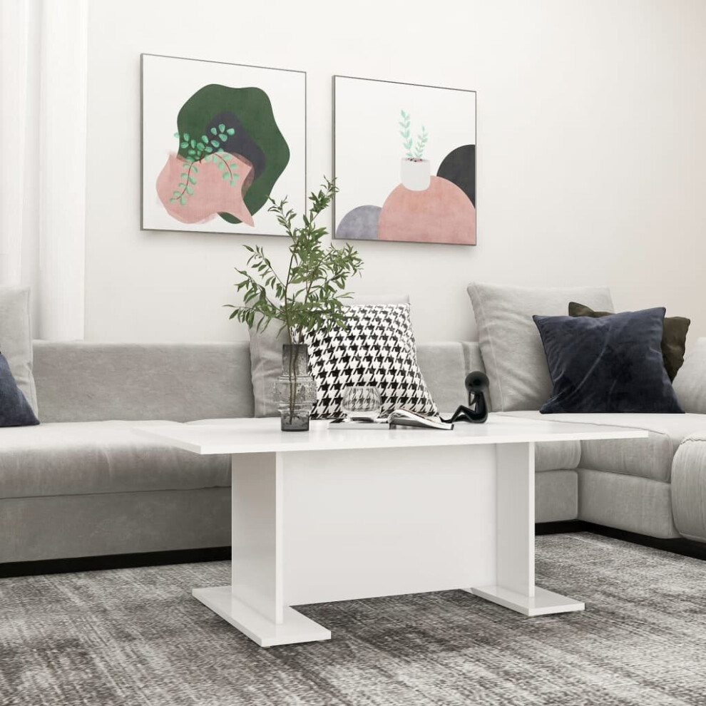 B&Q -  Coffee Table White 103.5X60X40 Cm Engineered Wood - Image 3