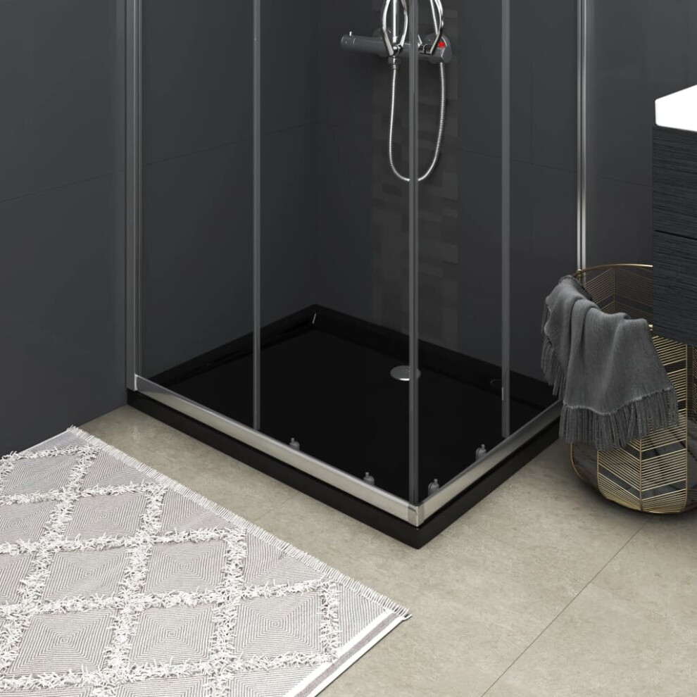 vidaXL Rectangular ABS Shower Base Tray Black Bathroom Plumbing Shower Parts