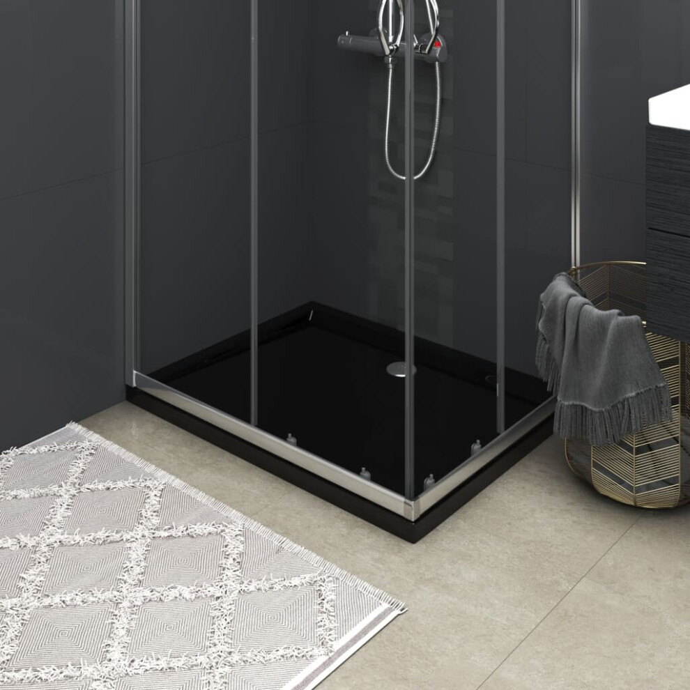 Vidaxl Rectangular Abs Shower Base Tray, 80X100x4 Cm, Low Threshold, Fibreglass Reinforcement, Drain Opening 9 Cm (148912) Black