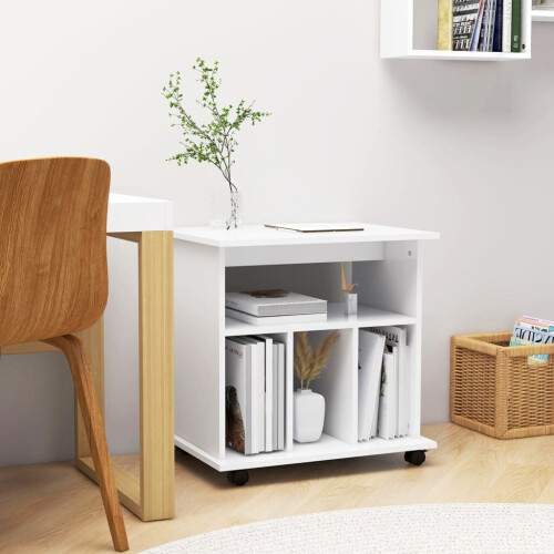 VidaXL vidaXL Rolling Cabinet White Engineered Wood Drawer Rolling Office Cabinet