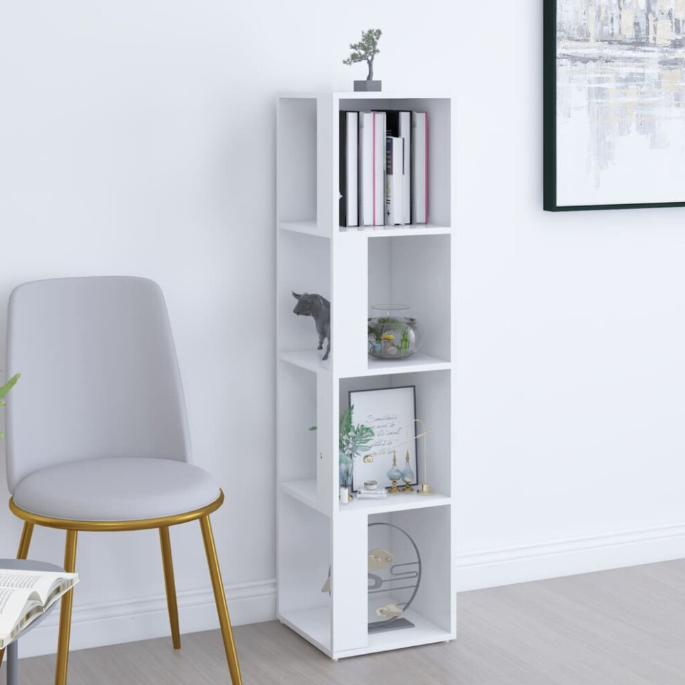 vidaXL Corner Cabinet White Chipboard Bedroom Standing Shelf Storage Cabinet