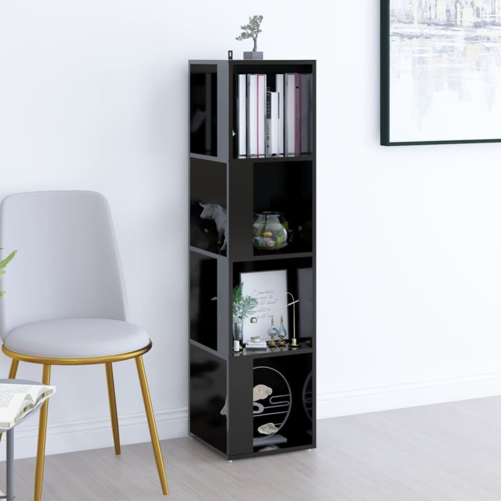 Vidaxl Corner Cabinet Black Engineered Wood Standing Shelf Storage Cabinet