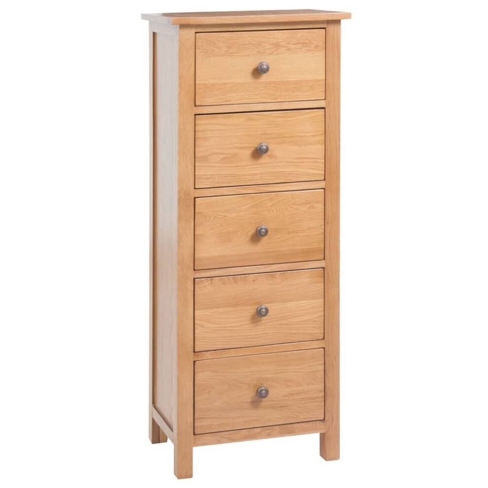 vidaXL Solid Oak Wood Tall Chest Of Drawers Wooden Storage Cabinet Sideboard