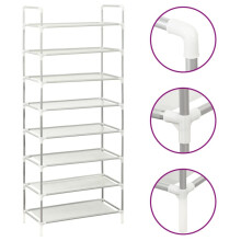 vidaXL Shoe Rack with 8 Shelves Metal and Non-woven Fabric Silver Shoe Storage