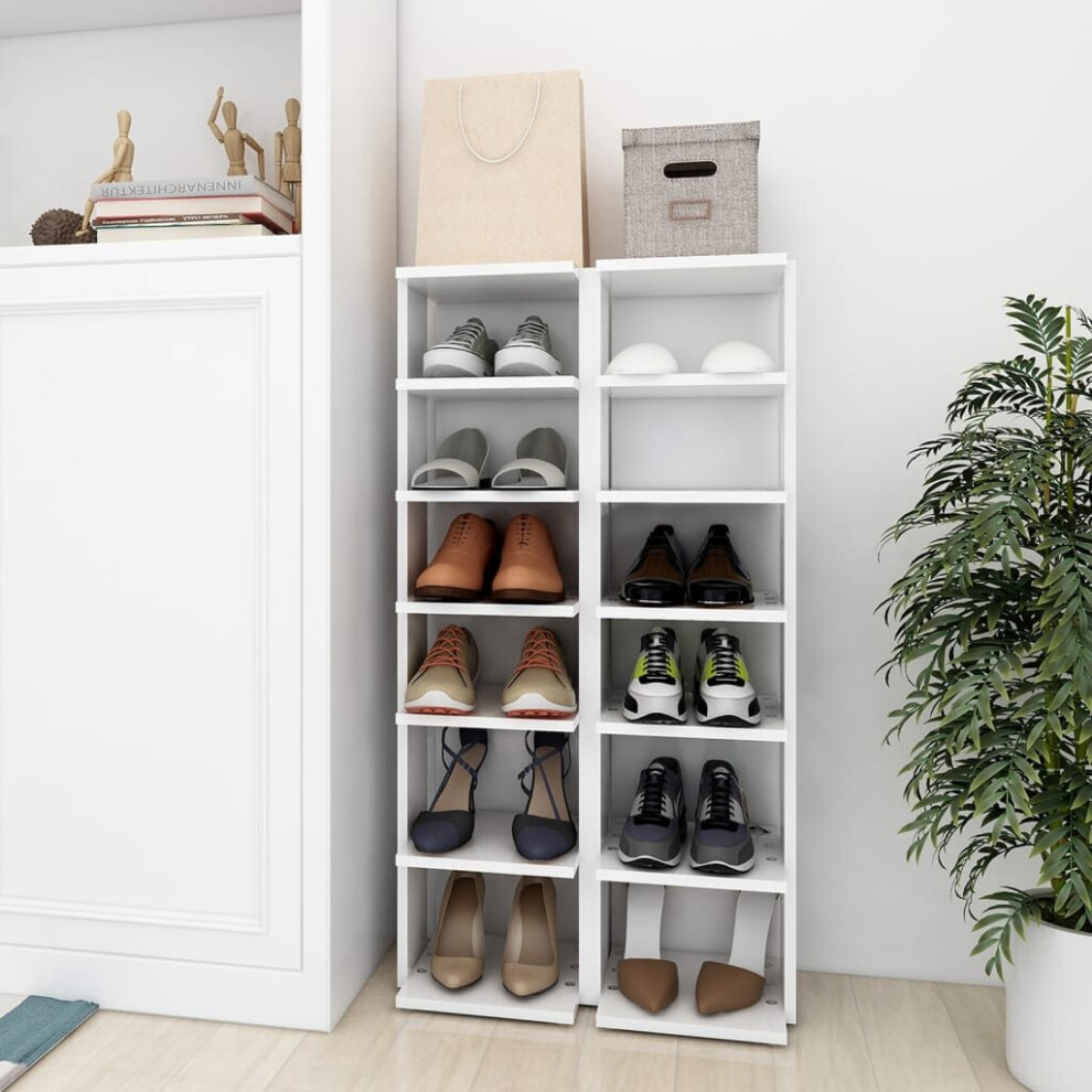 Vidaxl 2X Shoe Cabinets White Engineered Wood Household Shoe Storage Shelf