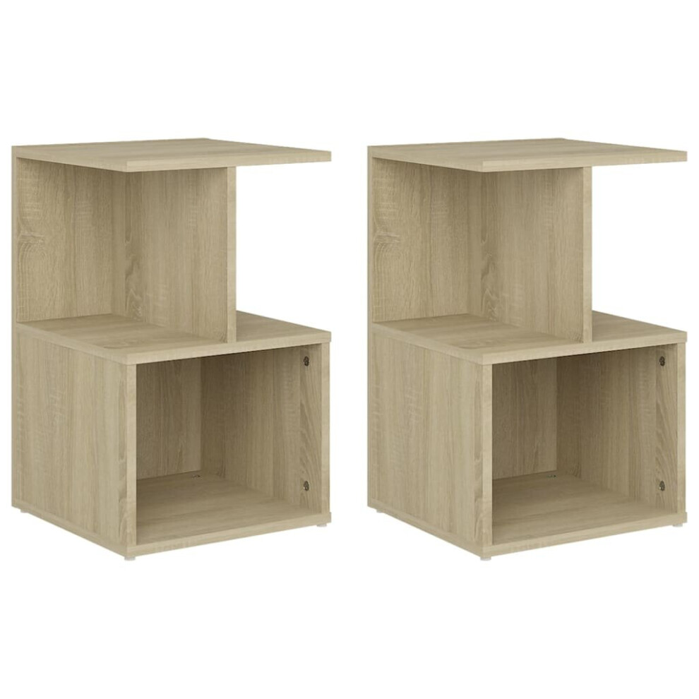 vidaXL 2x Bedside Cabinets Sonoma Oak Engineered Wood Stand Table Nightstand