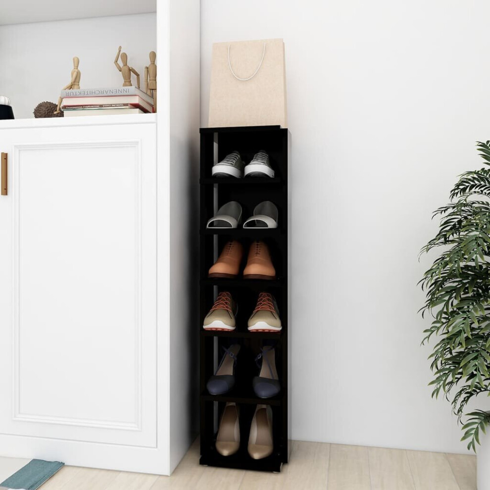 vidaXL Shoe Cabinet Black Engineered Wood Household Shoe Storage Shelf Rack