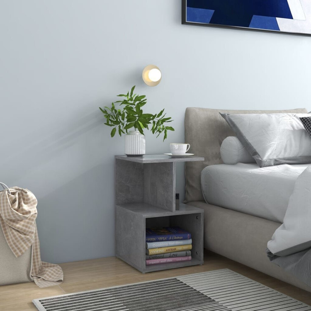 vidaXL Bedside Cabinet Concrete Grey Engineered Wood Bed Stand Nightstand