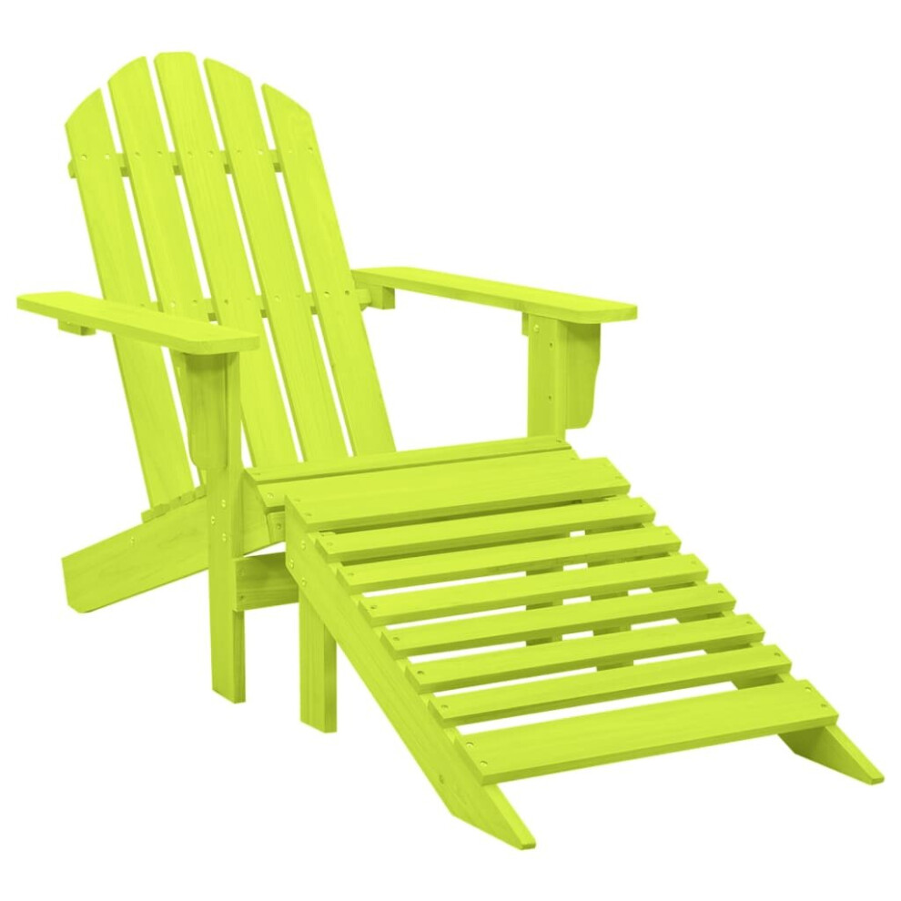 vidaXL Solid Fir Wood Garden Adirondack Chair with Ottoman Green Lounge Set