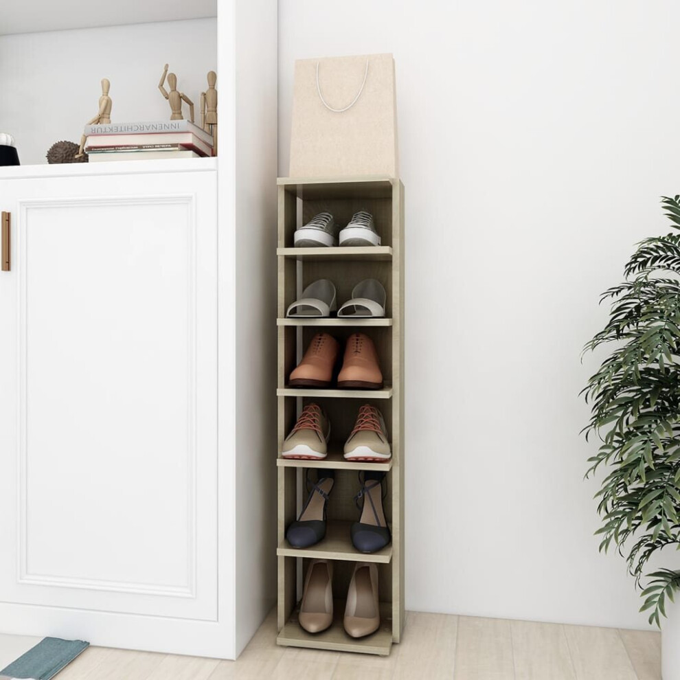 vidaXL Shoe Cabinet Sonoma Oak Engineered Wood Household Shoe Storage Shelf
