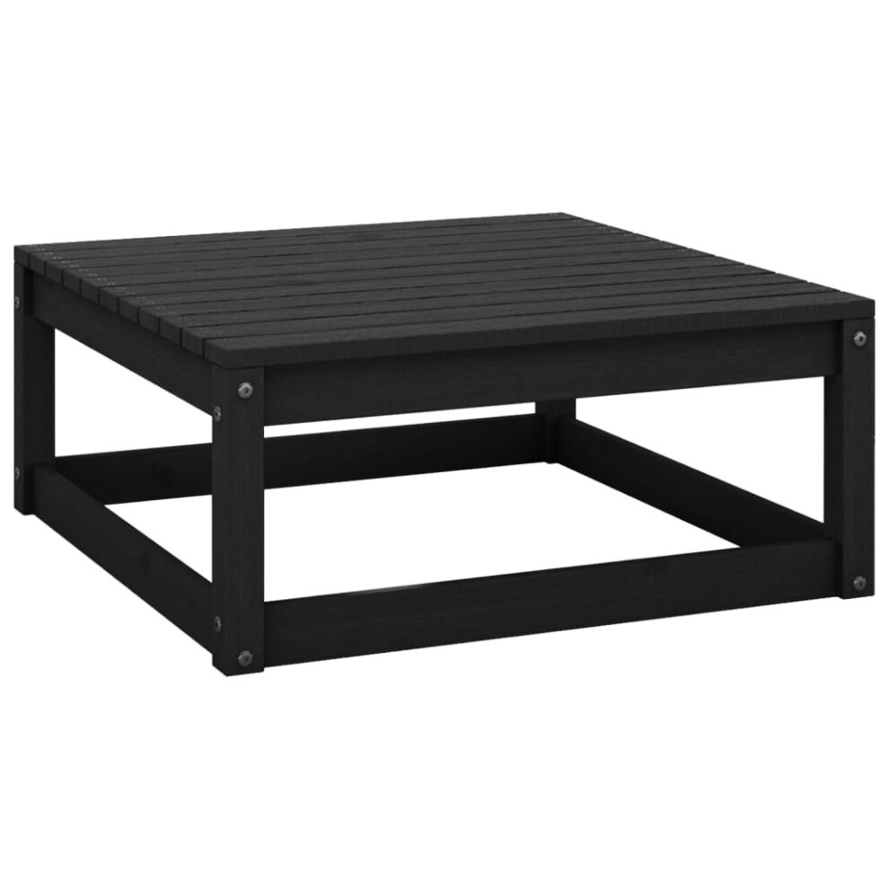 vidaXL Solid Pinewood Garden Footstool Black Wooden Garden Outdoor Ottoman