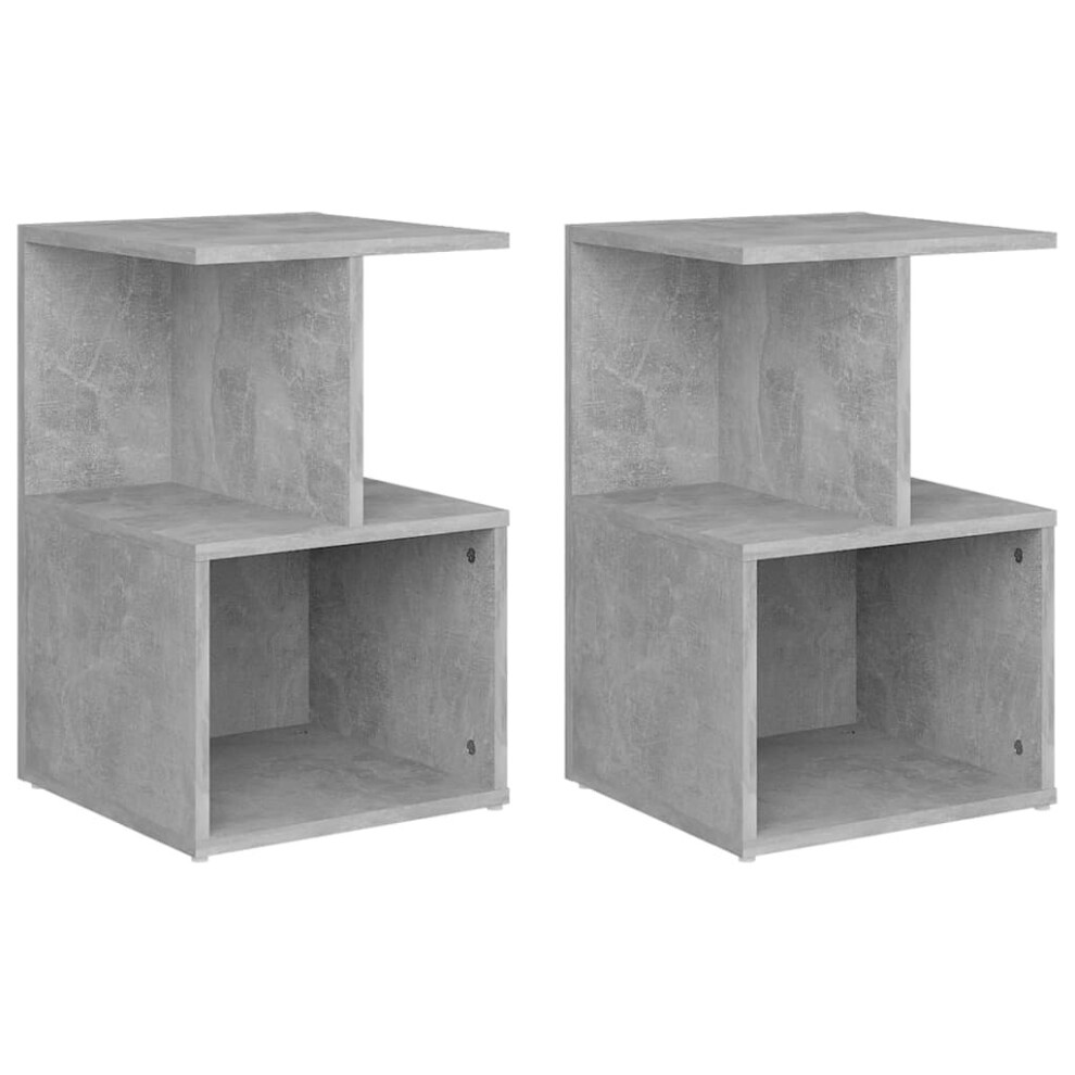 vidaXL 2x Bedside Cabinets Concrete Grey Chipboard Bed Stand Side Tables Set