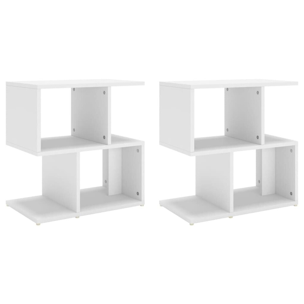 vidaXL 2x Bedside Cabinets White Chipboard Telephone Stand Nightstand Set