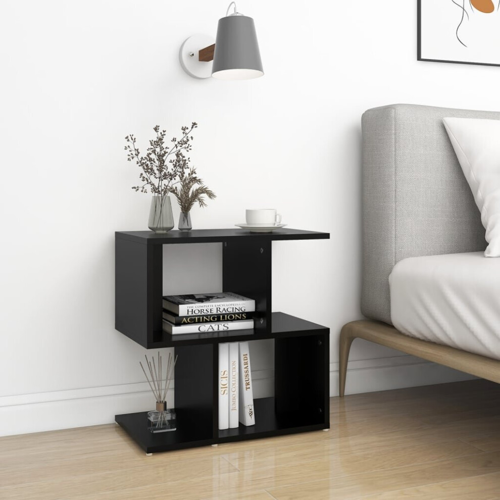 vidaXL Bedside Cabinet Black Chipboard Telephone Stand Nightstand Side Table