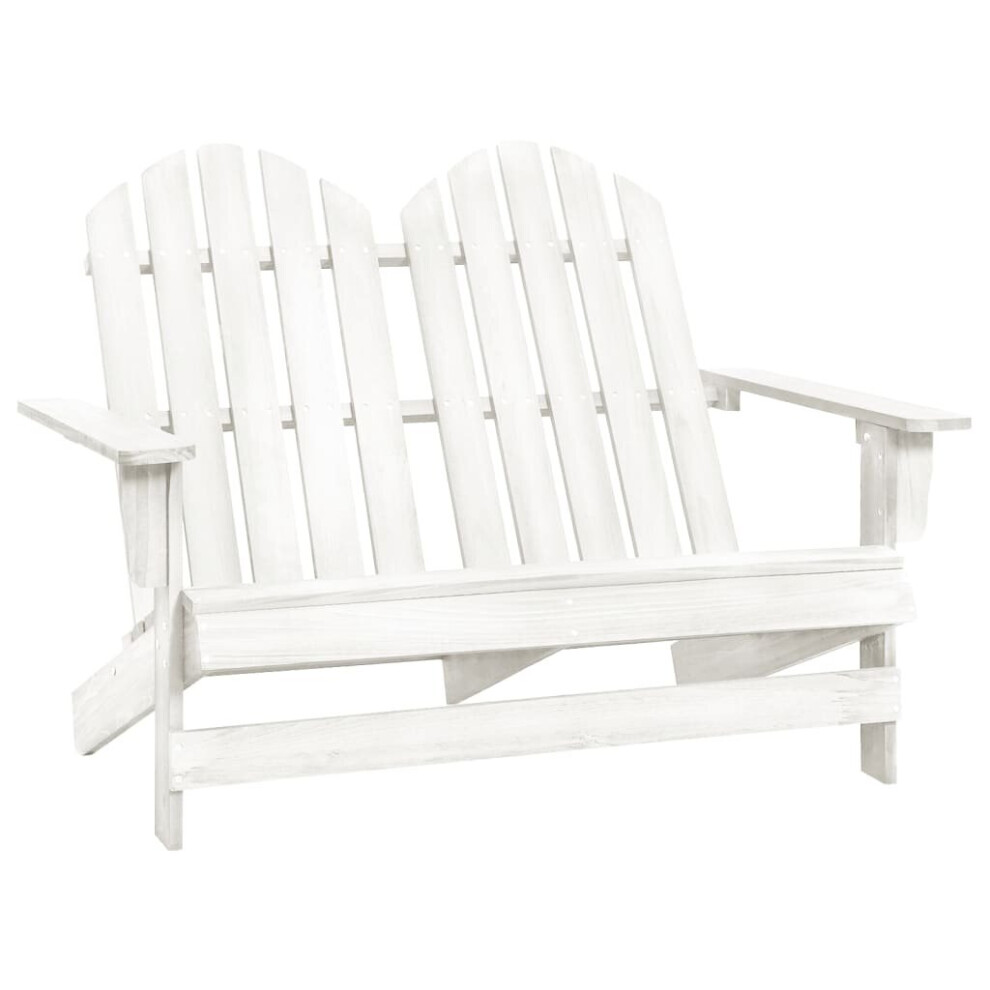 vidaXL Solid Fir Wood 2-Seater Garden Adirondack Chair White Wooden Armchair