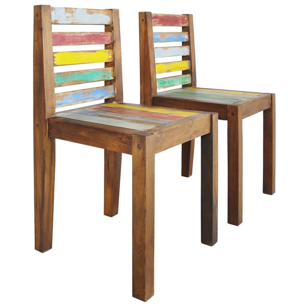 vidaXL 2x Dining Chairs Solid Reclaimed Wood Wooden Kitchen Dining Chair Set