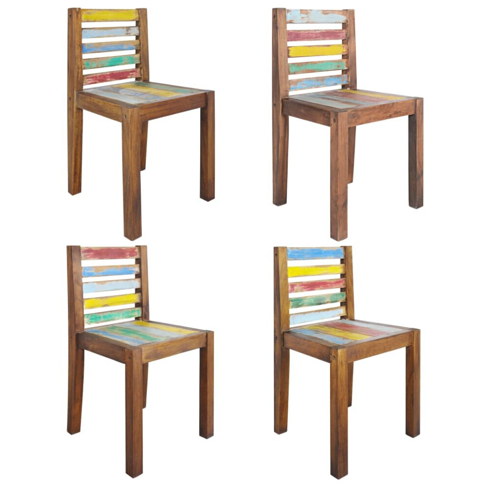 vidaXL 4x Dining Chairs Solid Reclaimed Wood Wooden Kitchen Dining Chair Set