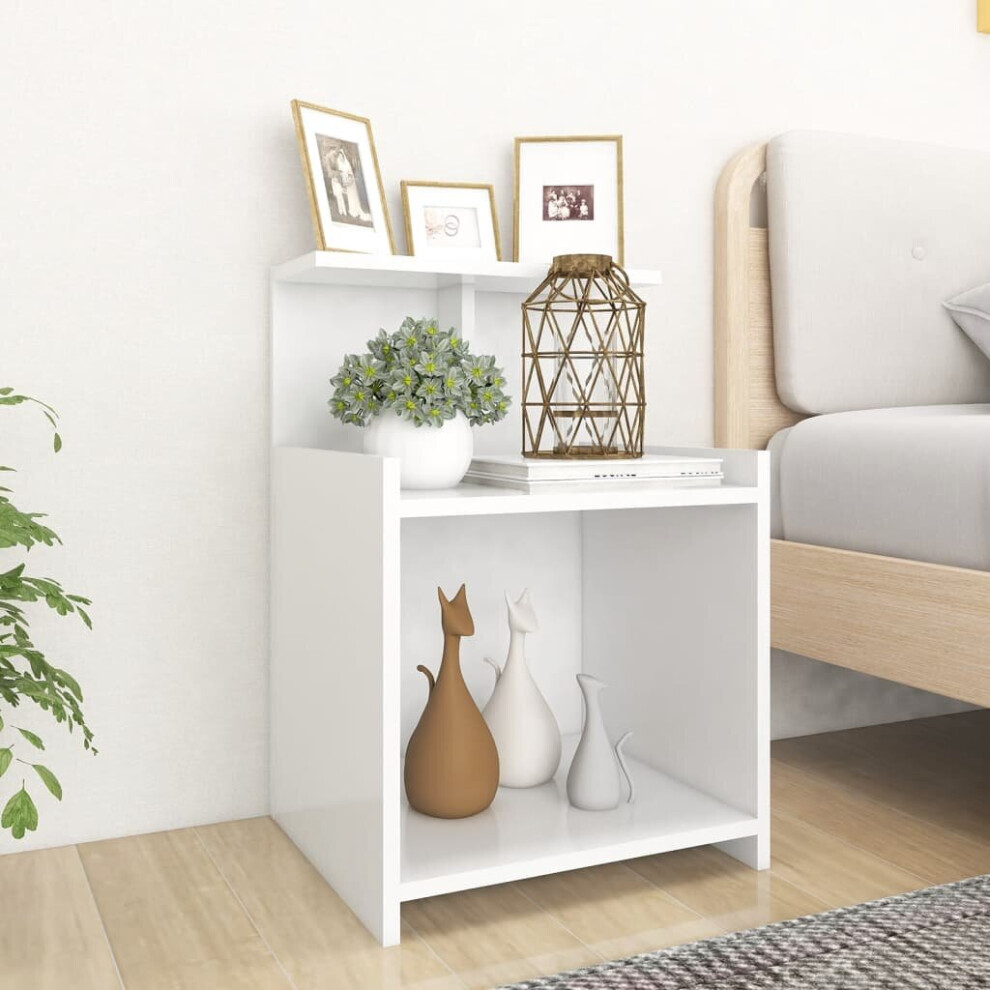 vidaXL 2x Bed Cabinets White Chipboard Bedside Tables Nightstands Furniture