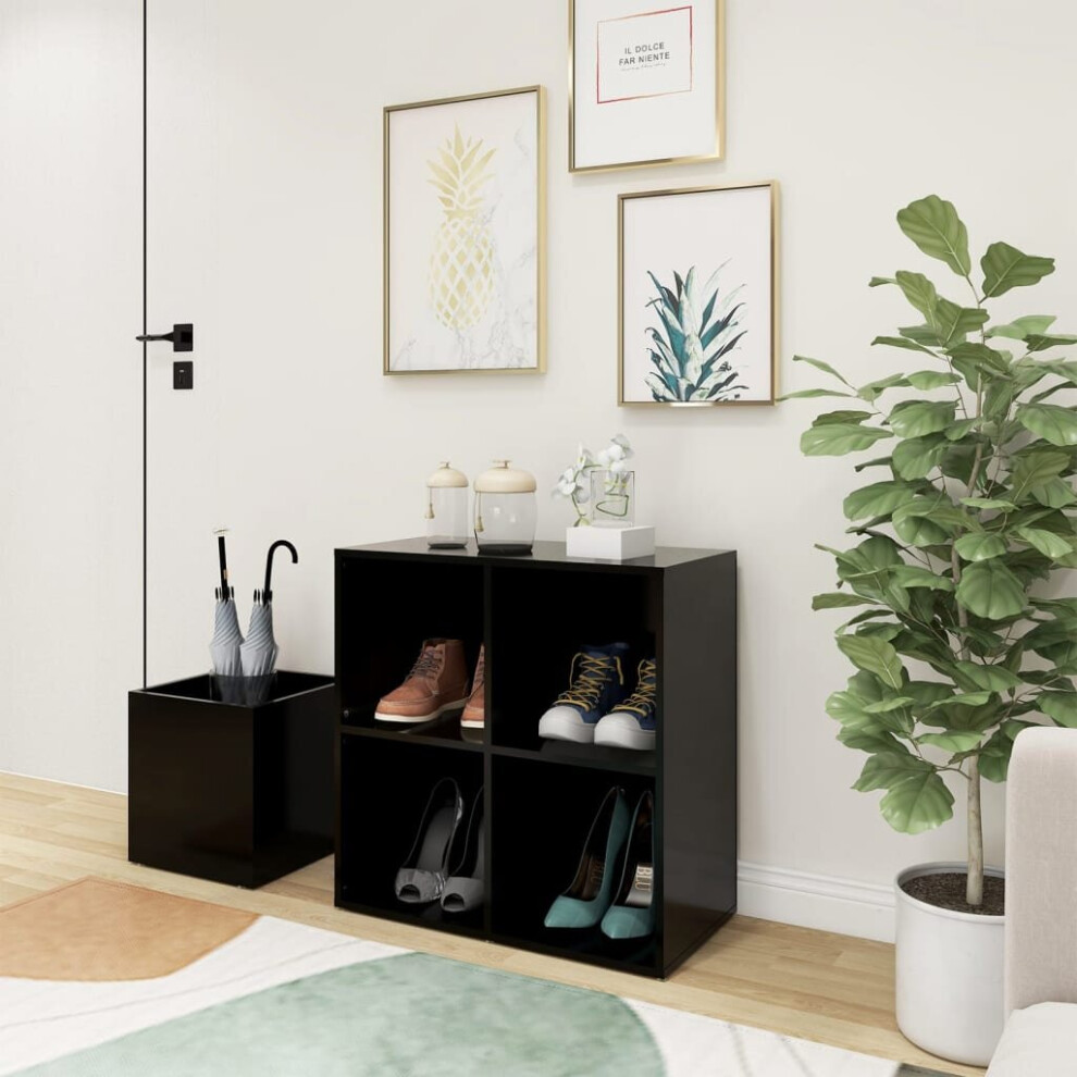 Vidaxl Hall Shoe Cabinet Black Engineered Wood Home Shoe Storage Organiser