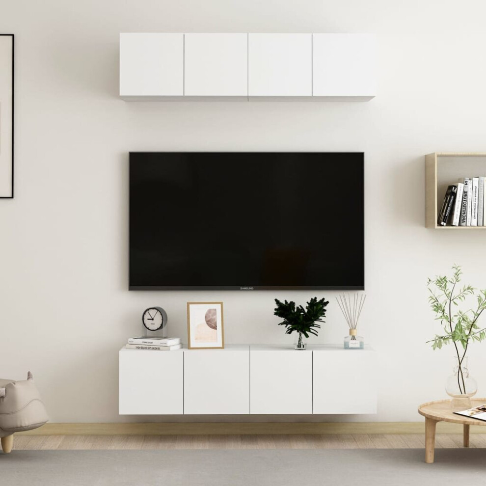 vidaXL 4x TV Cabinets White Chipboard Home Furniture TV Stand Cabinet Unit
