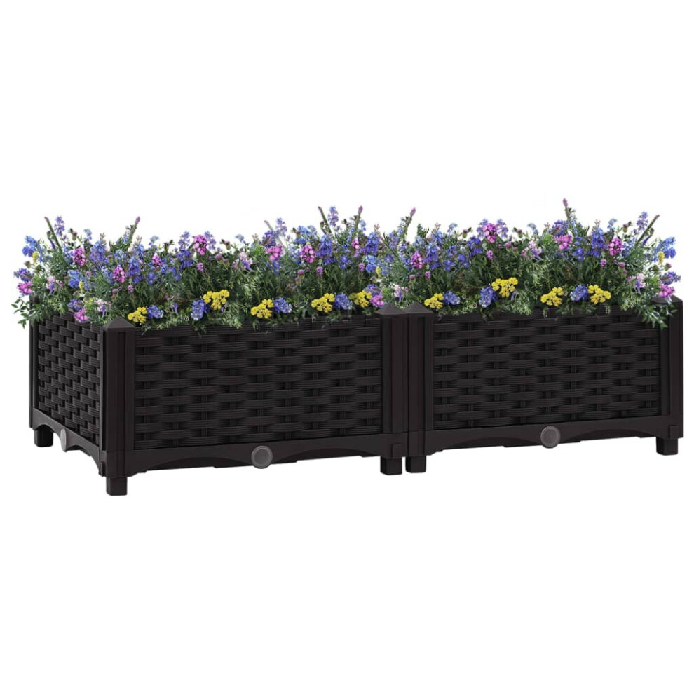 vidaXL Raised Garden Bed - 80x40x23cm - Black PP Polypropylene - XL Size - Image 2