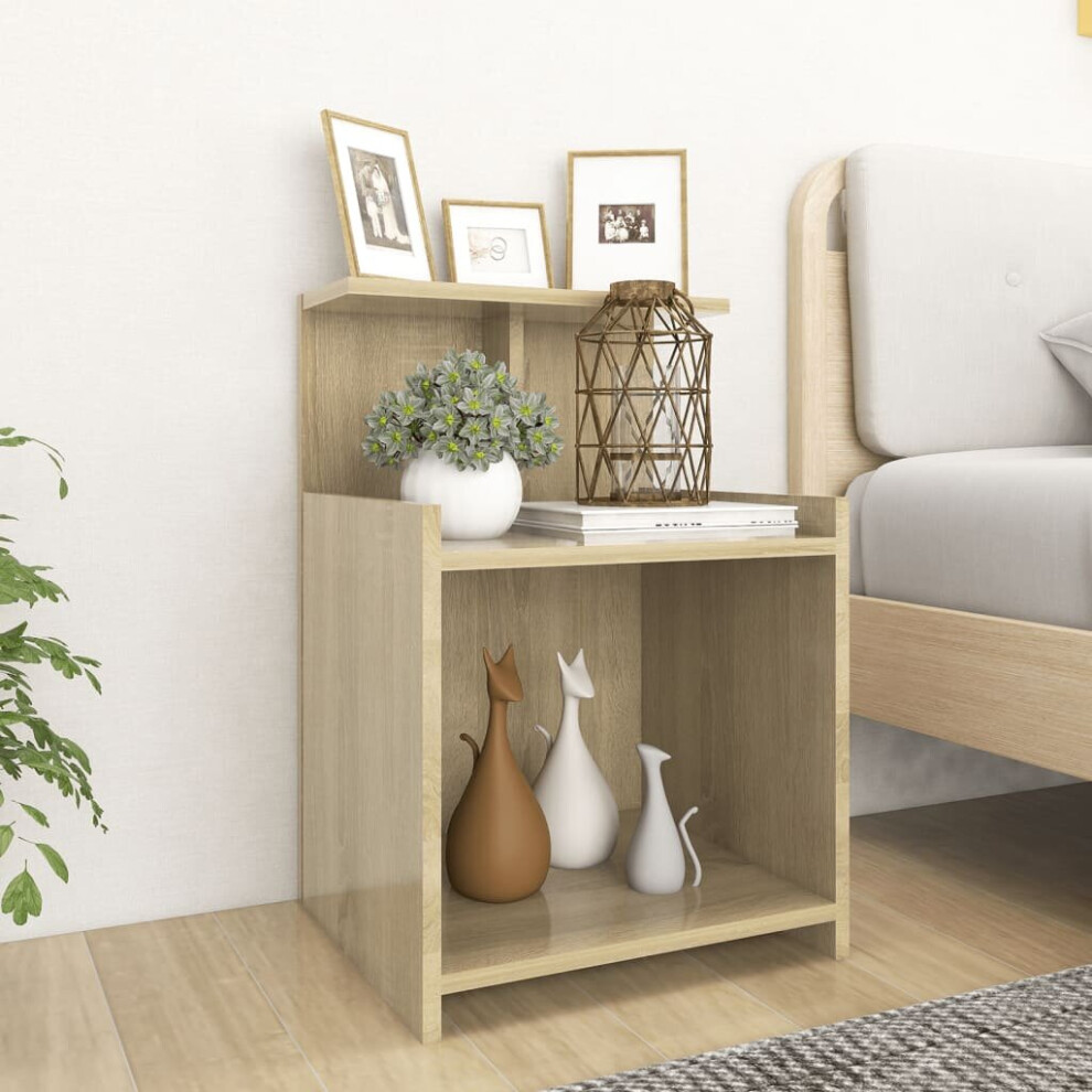 vidaXL 2x Bed Cabinets Sonoma Oak Engineered Wood Bedside Nightstand Furniture