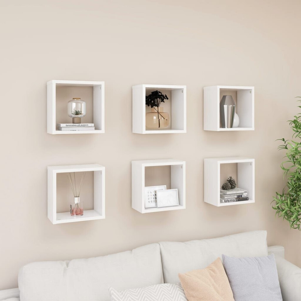 Vidaxl 6X Wall Cube Shelves Storage Wall Hanging Floating Shelf Unit White