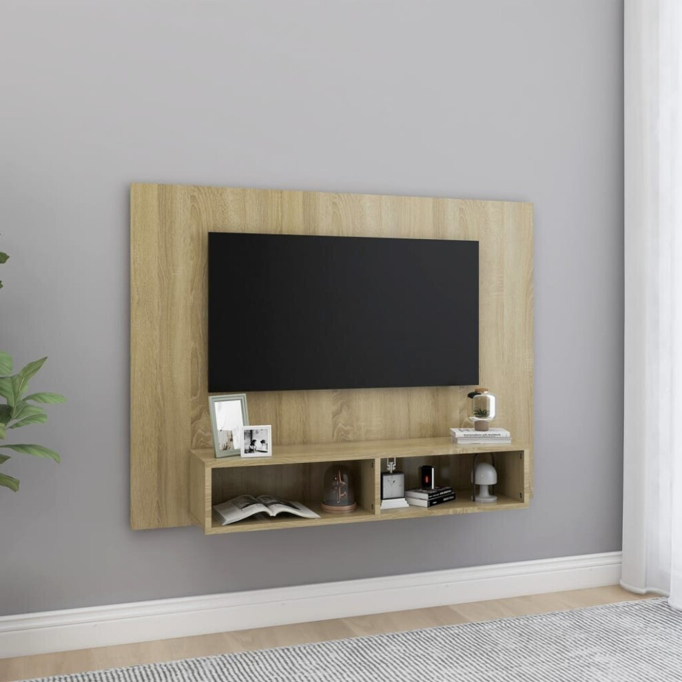 vidaXL Wall TV Cabinet Sonoma Oak Chipboard Side Plasma Hifi Stereo Cabinet