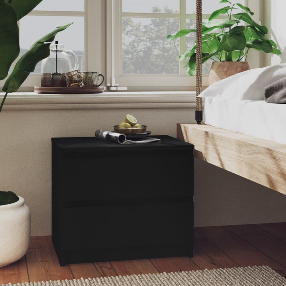 vidaXL Bed Cabinet Black Engineered Wood Indoor Bedside Side Storage Cabinet