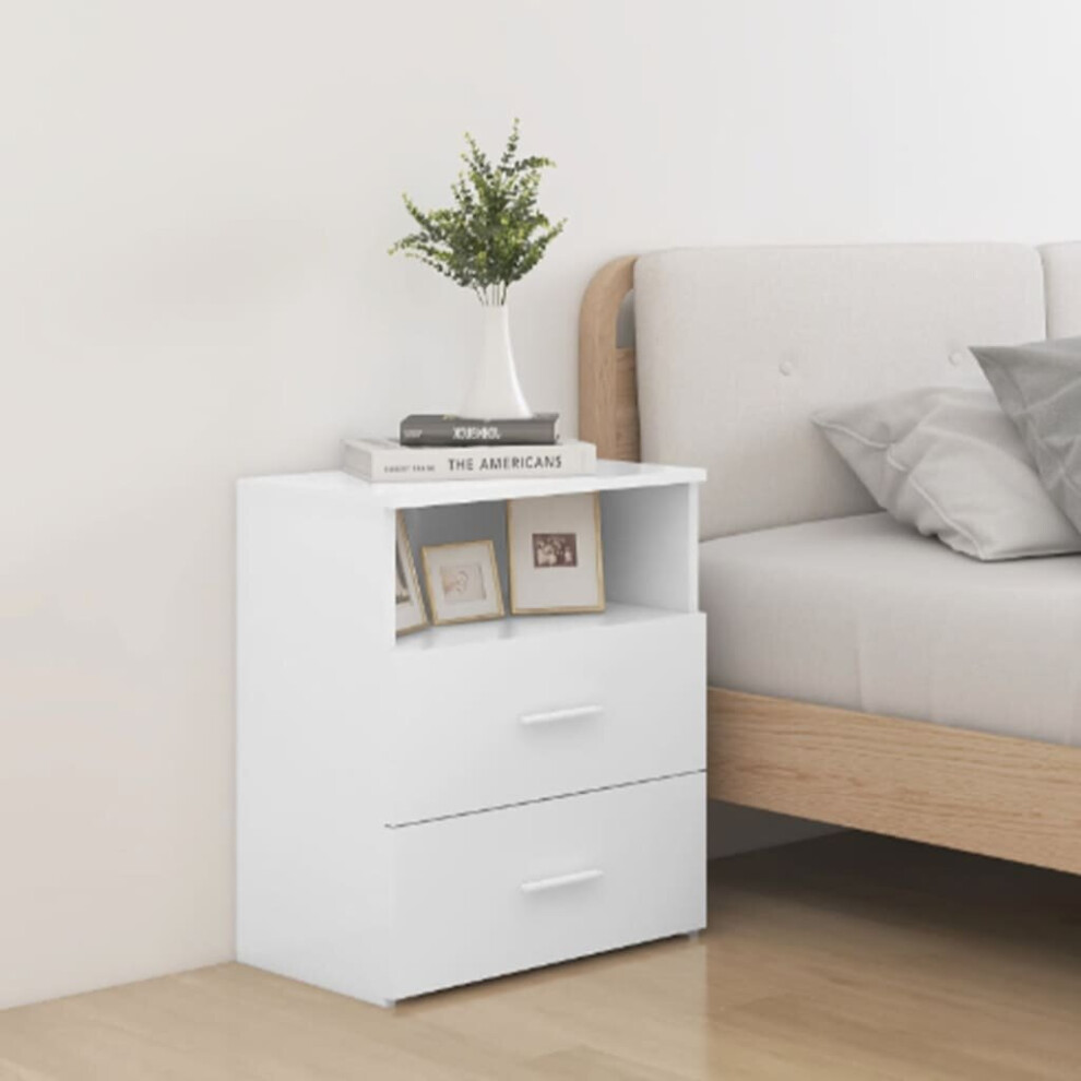 vidaXL 2x Bed Cabinets White Bedside Side Table Storage Cabinet Nightstand