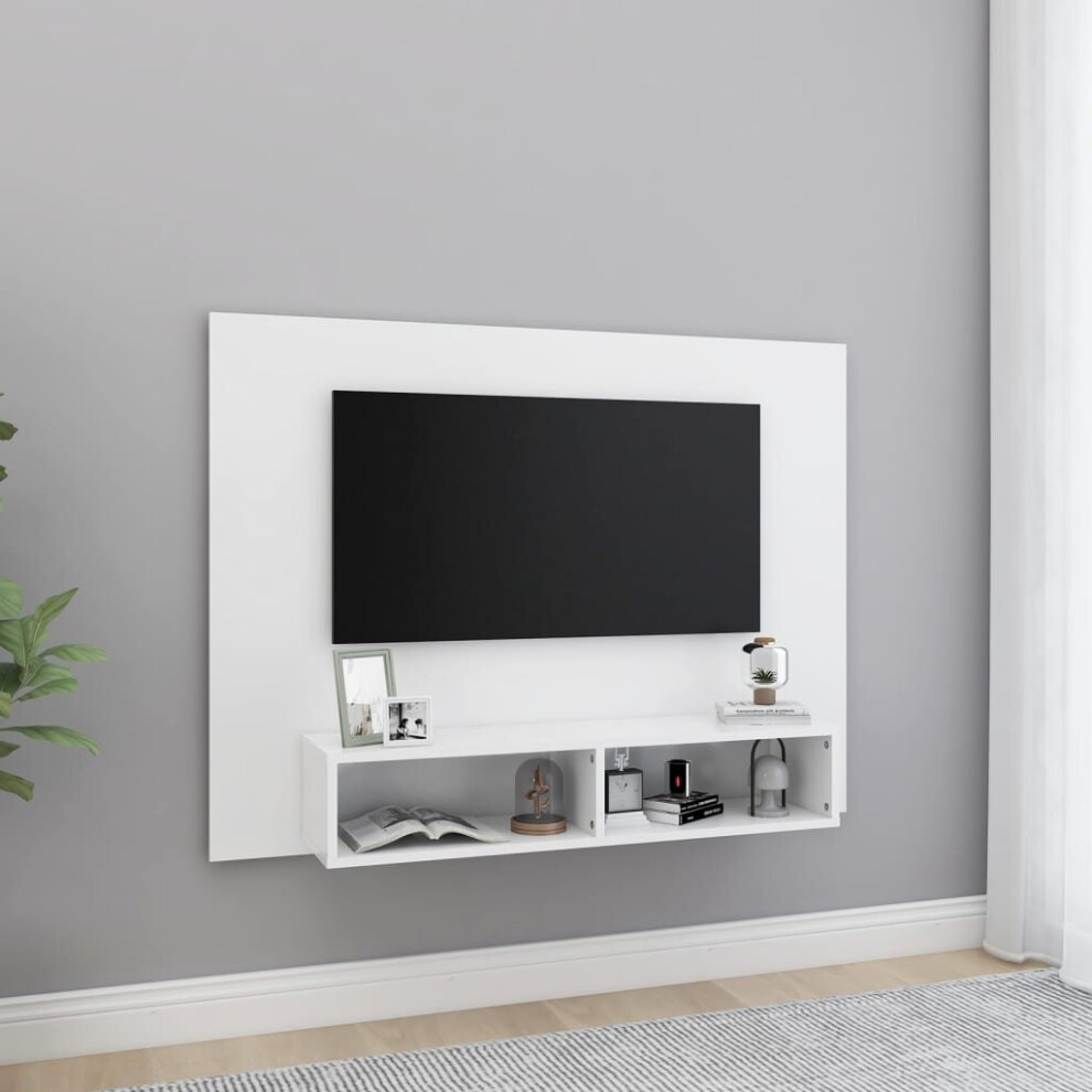 Vidaxl Wall Tv Cabinet Chipboard Wall Side Plasma Hifi Stereo Cabinet White