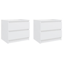 vidaXL 2x Bed Cabinets White Engineered Wood Indoor Bedside Storage Cabinet