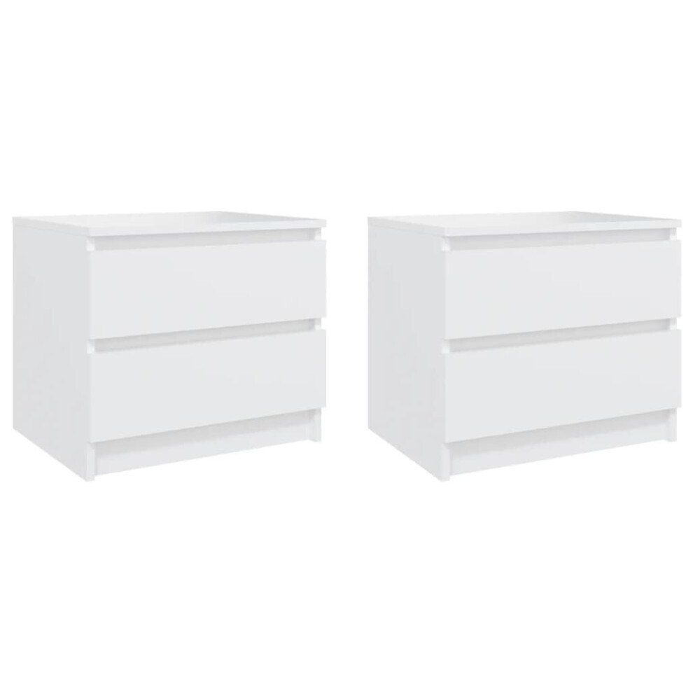 vidaXL 2x Bed Cabinets White 50x39x43.5 cm Chipboard Bedside Storage Cabinet