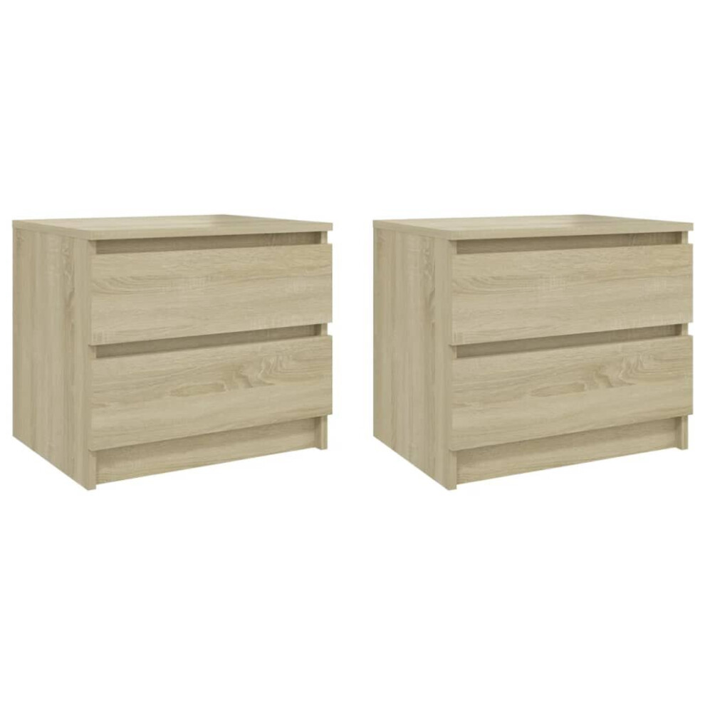 vidaXL 2x Bed Cabinets Sonoma Oak 50x39x43.5 Cm Chipboard Bedside Side Cabinet