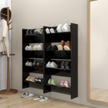 vidaXL 4x Wall Shoe Cabinets Black Engineered Wood Hanging Shoe Organiser Rack