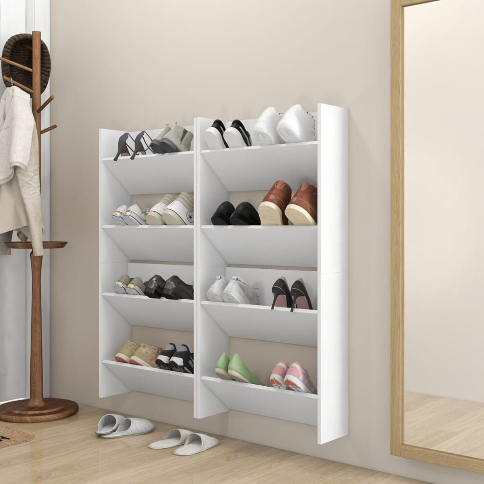 Vidaxl 4X Wall Shoe Cabinets Chipboard Shoe Organiser Rack Shelf Cabinet White