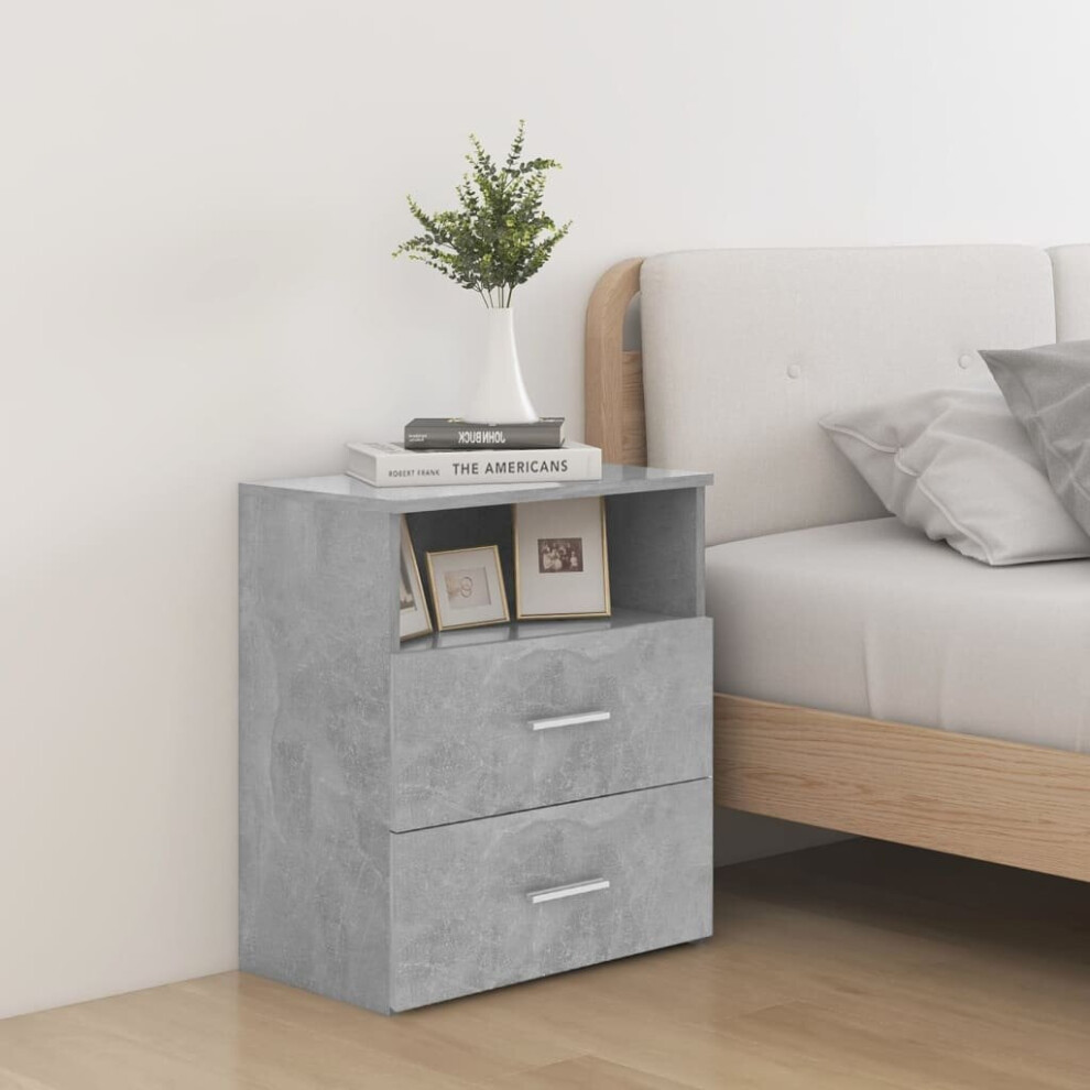 vidaXL Bed Cabinet Concrete Grey Bedside Side Table Storage Cabinet Nightstand