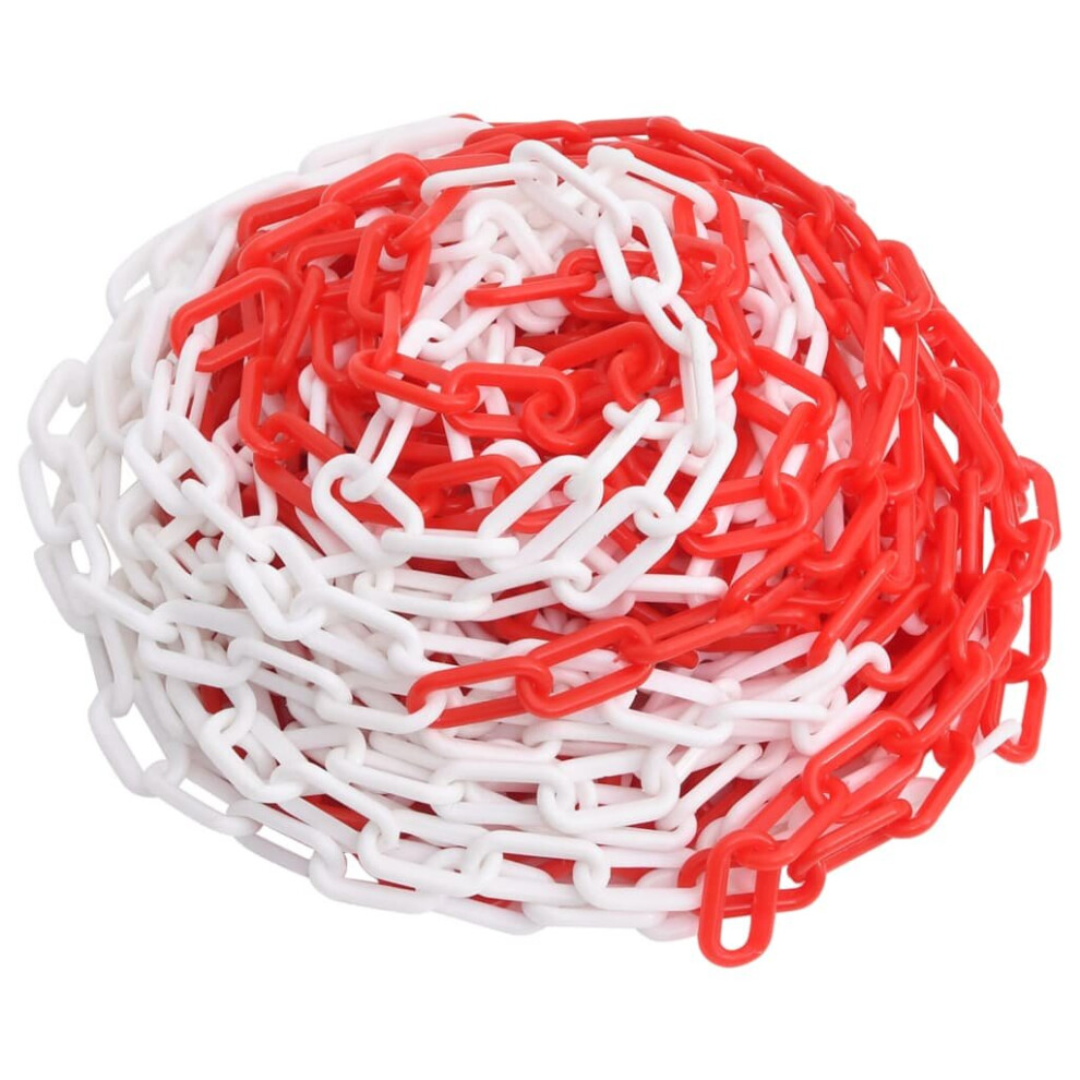 vidaXL Warning Chain Red and White 30 m Plastic Barrier Link Security Chain