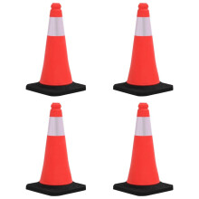 vidaXL 4x Reflective Traffic Cones with Heavy Bases 50 cm Road Traffic Sign