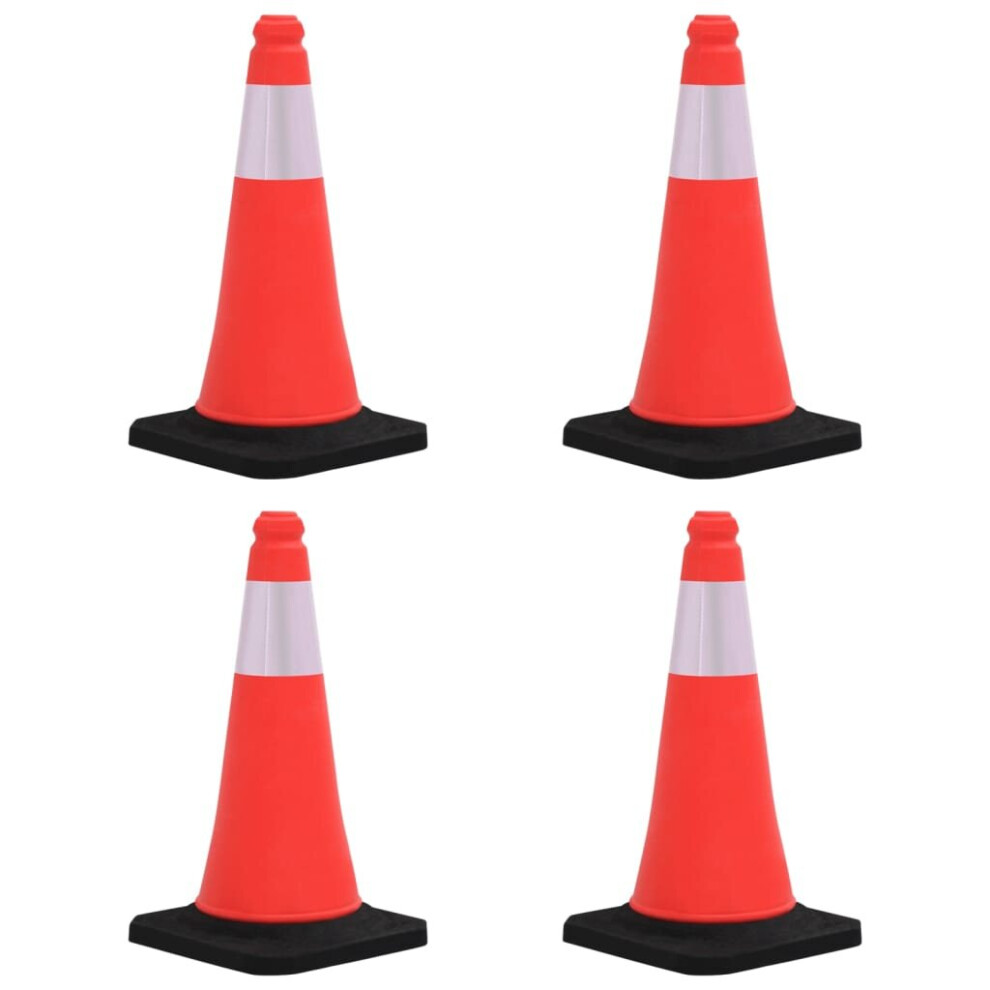 vidaXL 4x Reflective Traffic Cones with Heavy Bases 50 cm Road Traffic Sign