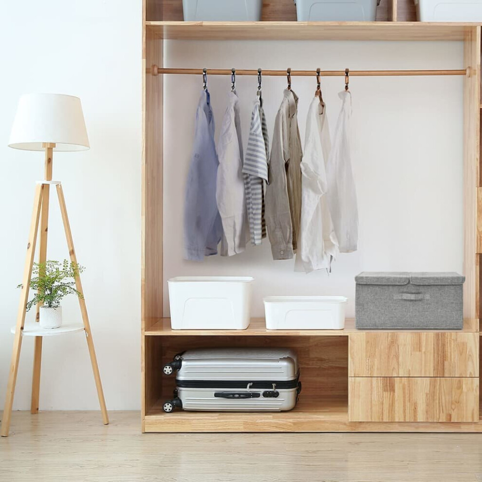 vidaXL Storage Box Fabric Grey Home Bedroom Foldable Box Storage Case Chest-image-OPC-P8NWV9C-NEW