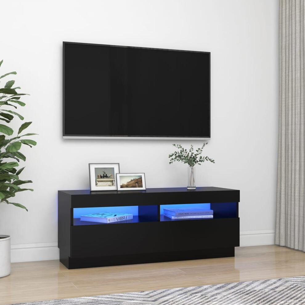 vidaXL TV Cabinet With LED Lights Black Stand Living Room Bedroom Furniture