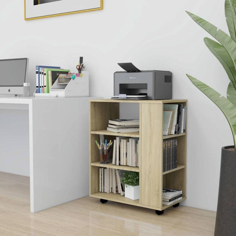 Vidaxl Rolling Cabinet Sonoma Oak Engineered Wood Drawer Rolling Home Cabinet