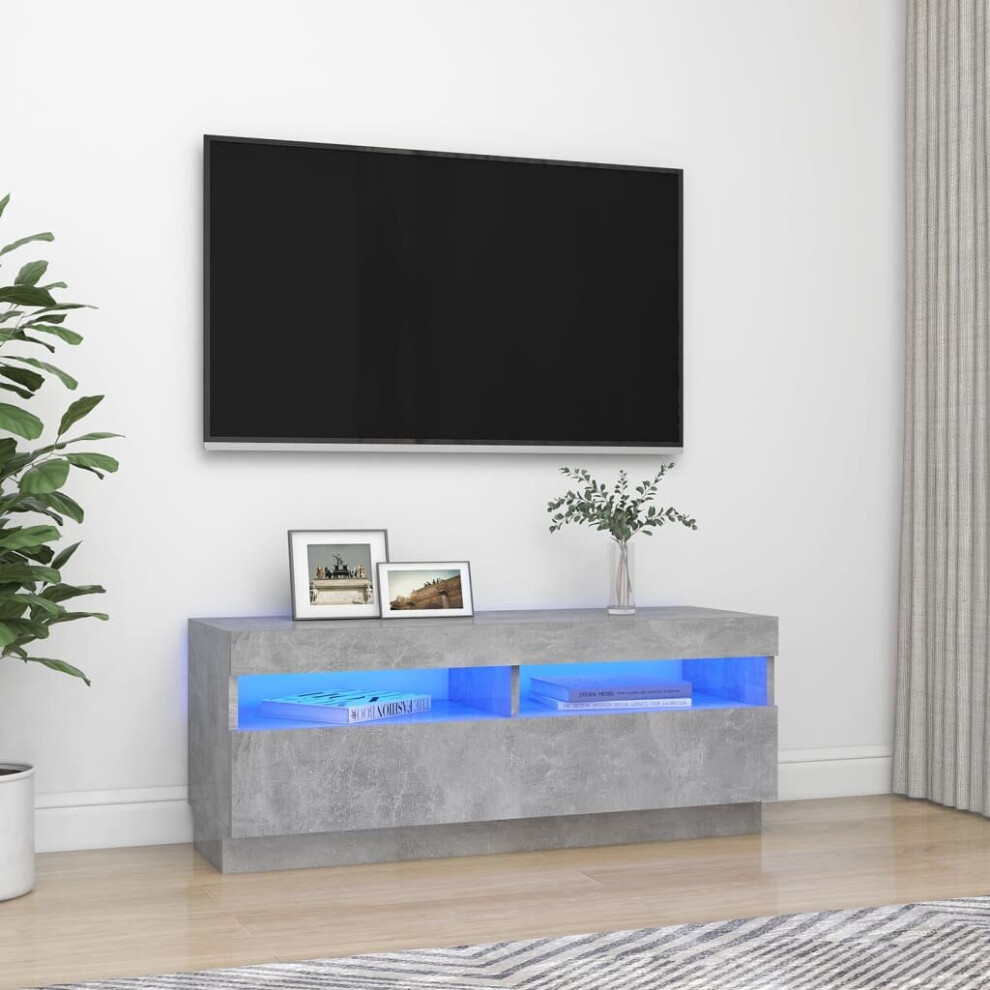 vidaXL TV Cabinet with LED Lights Concrete Grey Living Room Bedroom Furniture