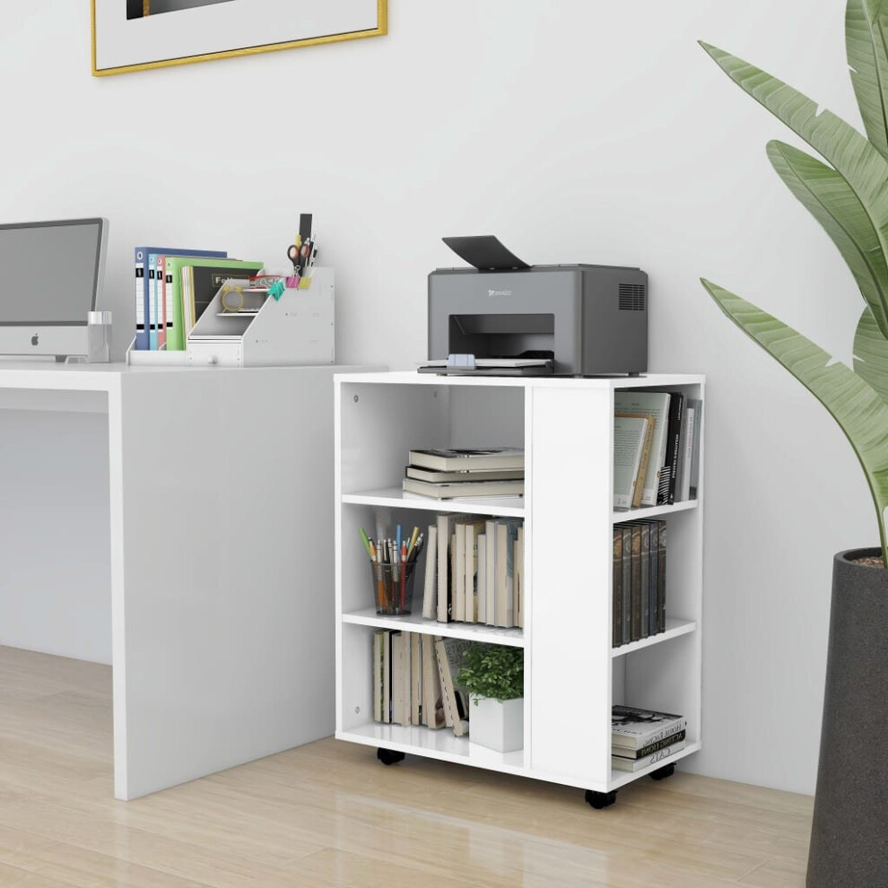 vidaXL Rolling Cabinet High Gloss White Engineered Wood Drawer Rolling Cabinet