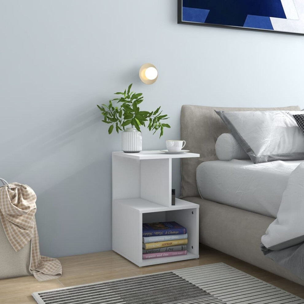 Vidaxl Bedside Cabinet White Engineered Wood Bedside Table Nightstand Set