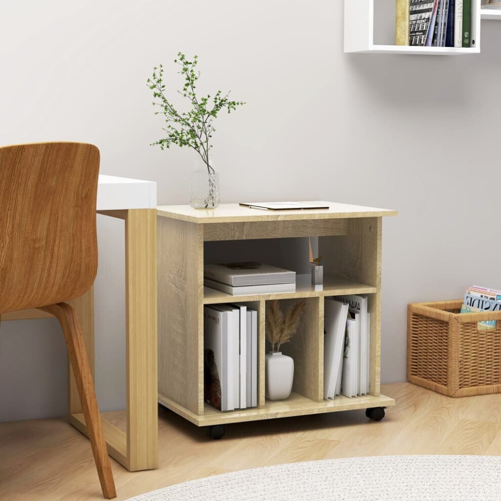 VIDAXL Rolling Cabinet - Office Storage - Sonoma Oak - 60x45x60 cm - Image 2