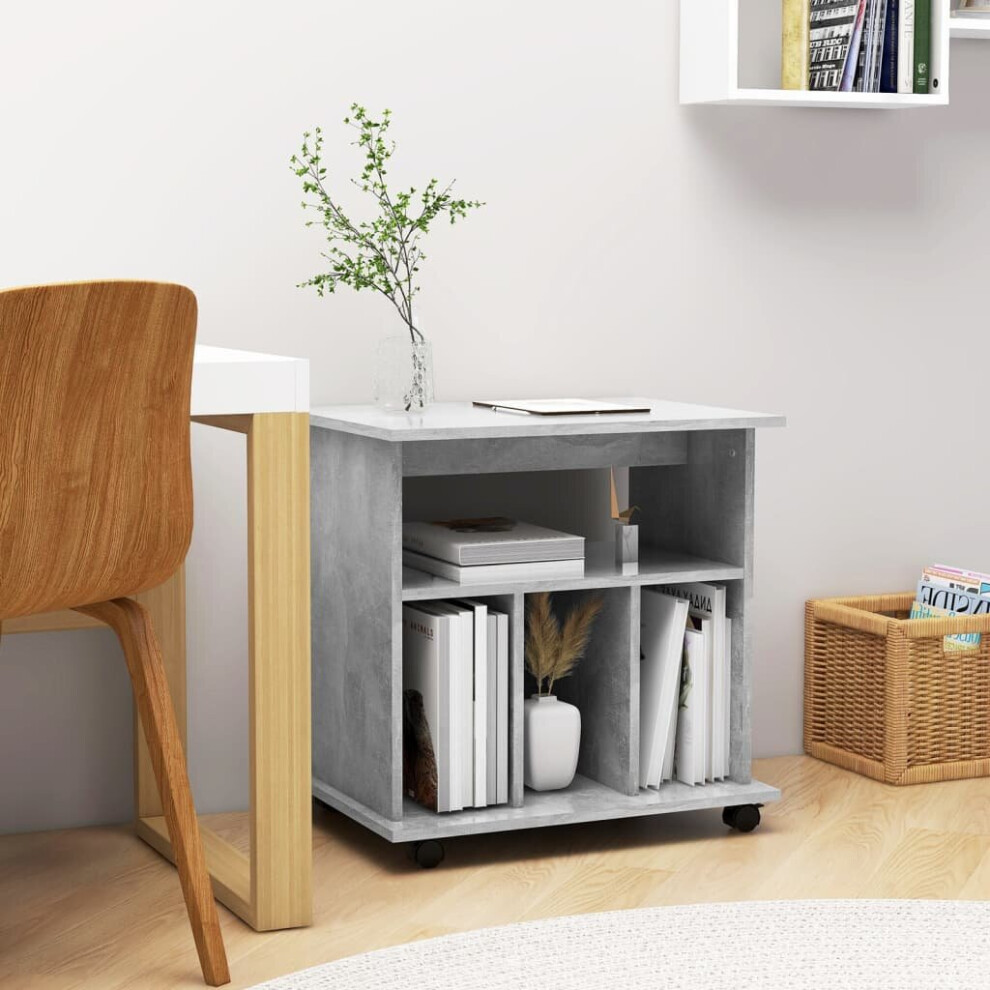 vidaXL Rolling Cabinet Concrete Grey Chipboard Home Drawer Rolling Cabinet