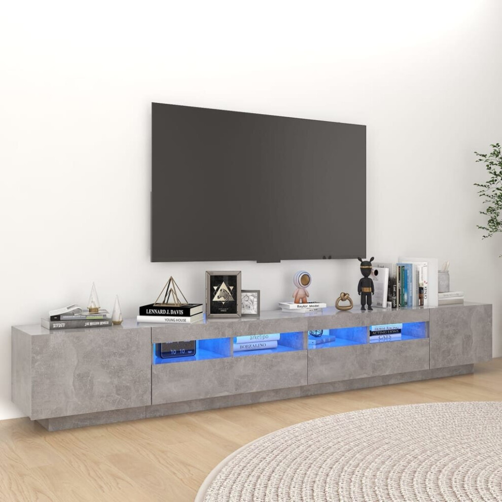 vidaXL TV Cabinet with LED Lights Concrete Grey 260x35x40 cm TV Stand Hifi Set